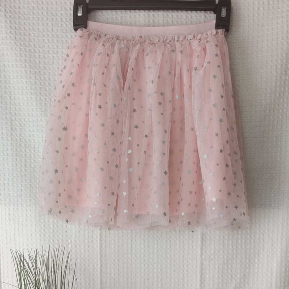 Btween Girls Light Pink with Silver Stars Tuelle Skirt Size 10